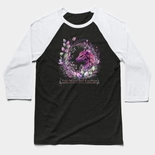 Enchanted Easter Dragon Wreath Egg Pink Pastel Design Baseball T-Shirt